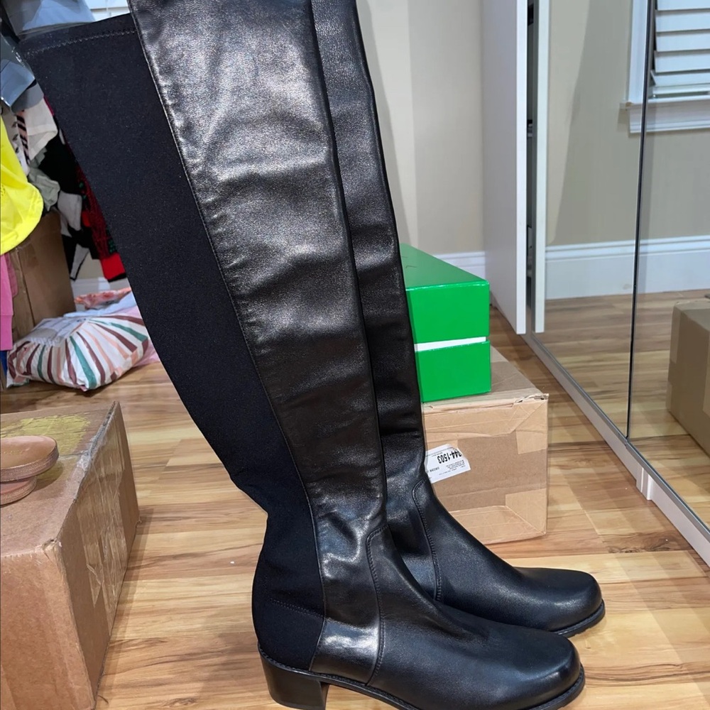 Stuart Weitzman 5050 Black Over the Knee Boots with Classic Design
